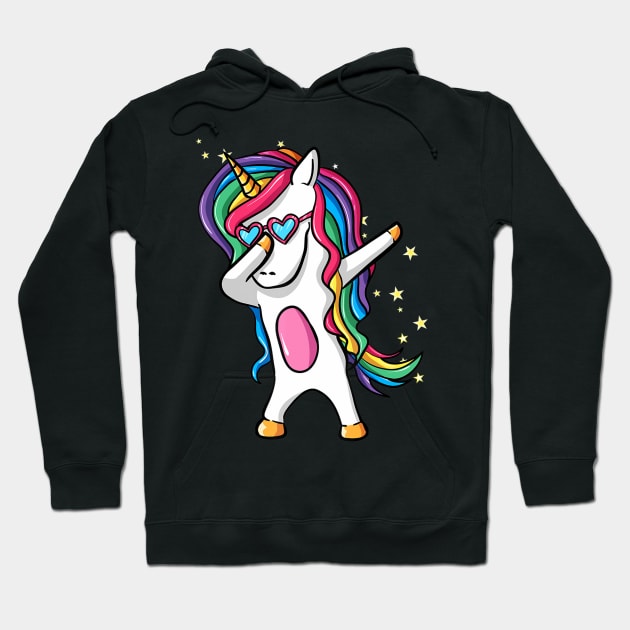 Dabbing Unicorn Squad Rainbow Party Dab Dance Girls Hoodie by Zak N mccarville